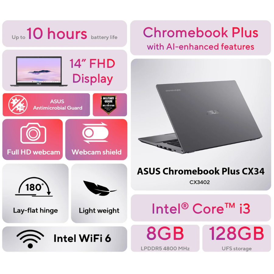 ASUS Chromebook Plus CX34 (CX3402CVA-WS388T-GR) 128GB/8GB RAM