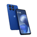 Motorola smartphone with blue back and front display, dual rear cameras visible
