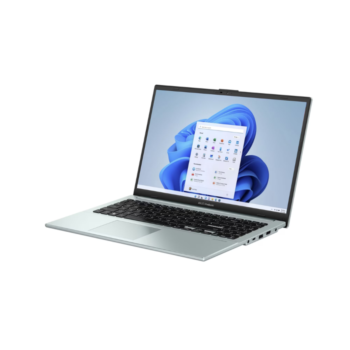 ASUS Vivobook Go 15 laptop, light gray open view with black keyboard and screen