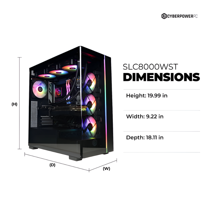 CyberPowerPC (SLC8000WST) Gaming Desktop  2TB/32GB RAM Black (NEW)