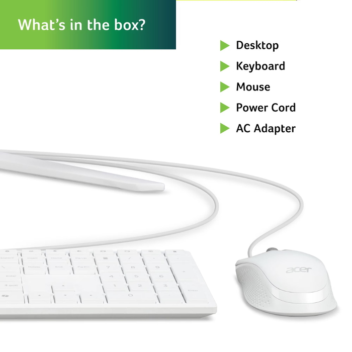 Acer Aspire C24 (C24B-GMDCR-UWR5) All-In-One Desktop 512GB/8GB RAM White (New)