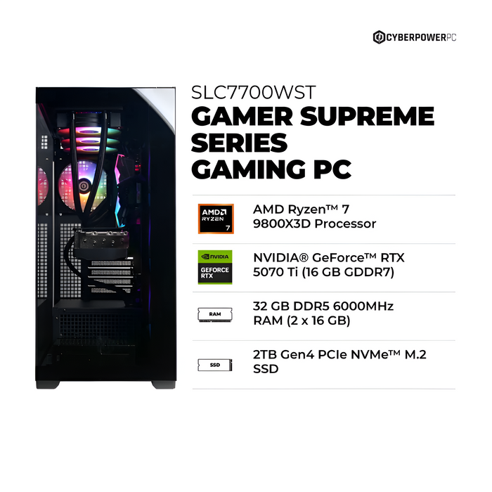 CyberPowerPC (SLC7700WST) Gaming Desktop  2TB/32GB RAM Black (NEW)