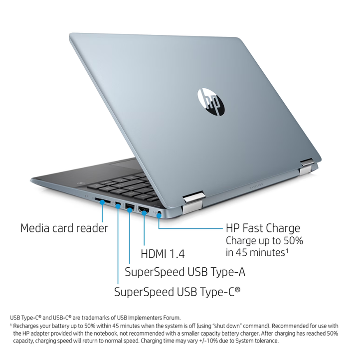 HP Pavilion x360 (2020) 2 in 1 Touchscreen Laptop Windows 10 Home 64 1TB/16GB RAM Cloud Blue (New)