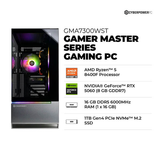 CyberPowerPC (GMA7300WST) Gaming Desktop  1TB/16GB RAM Black (NEW)