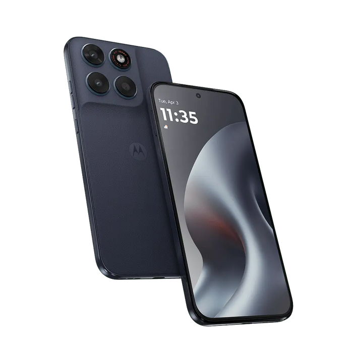 Motorola Moto G87 5G smartphone, front display with time 11:35 and rear quad cameras