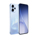 Light blue smartphone with triple rear cameras and curved-edge front display